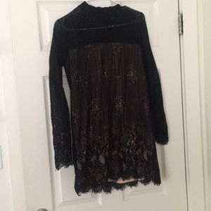 Black lace mini dress